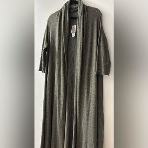 Free People Olive Green Long Open Front Cardigan Duster
